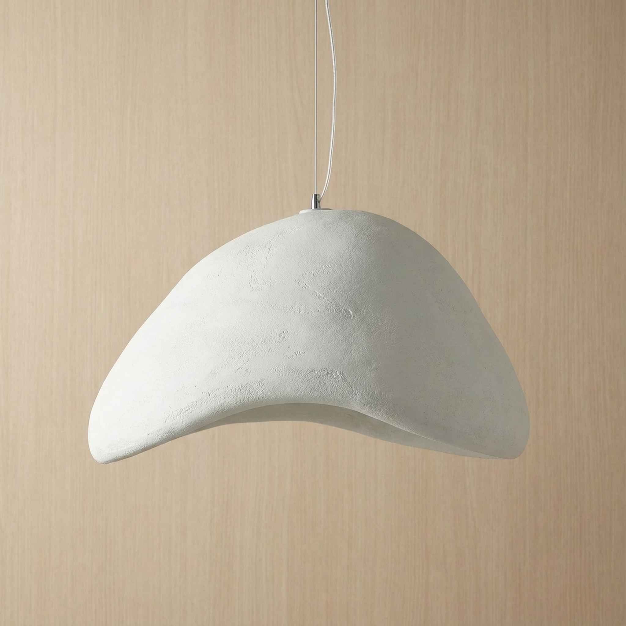 Stellan white stone-inspired minimalist pendant light in a Nordic bedroom