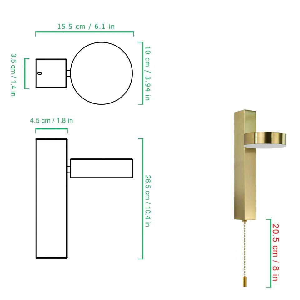 Lif gold rotating wall sconce angled upward for ambient lighting in a living room