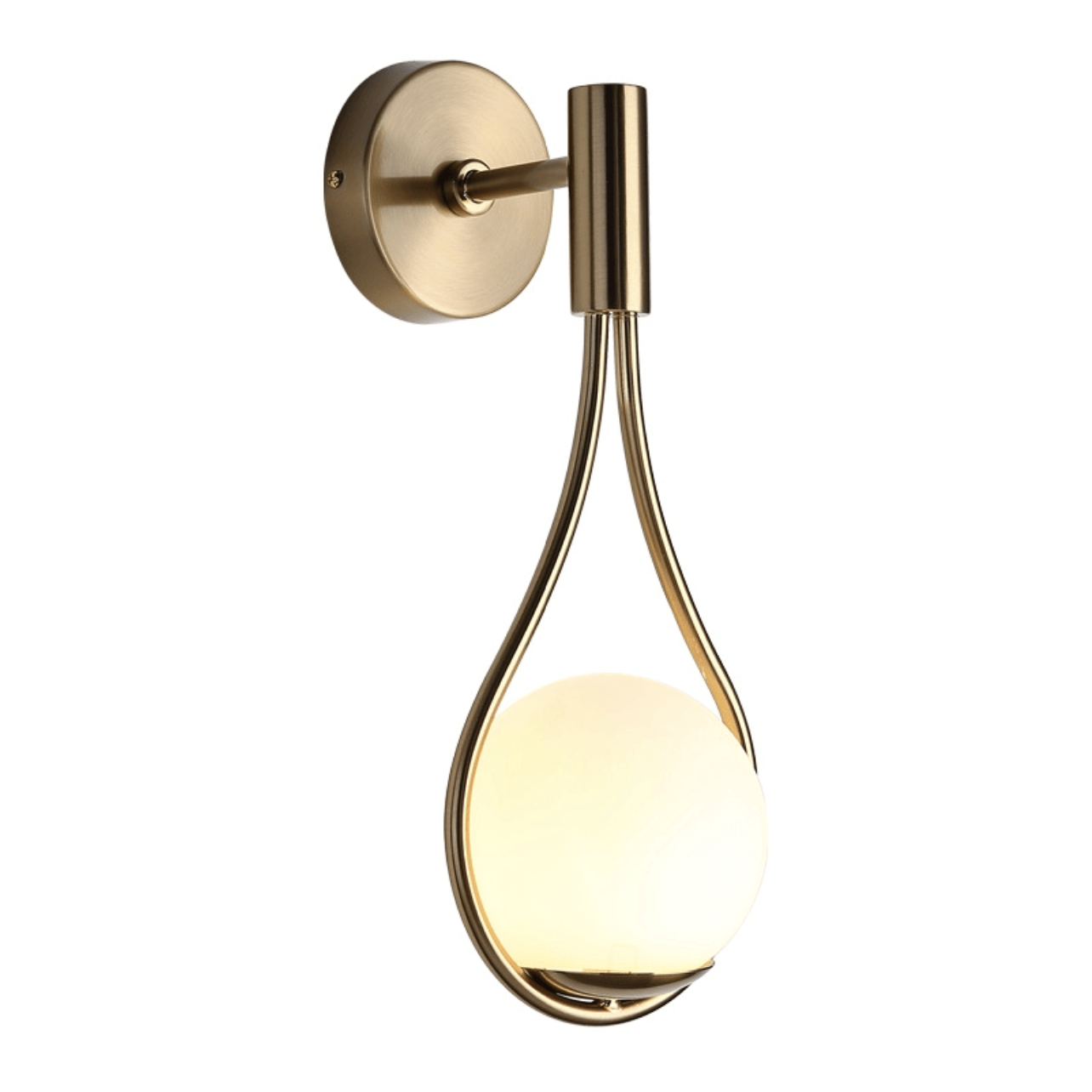 Livi gold Nordic wall sconce mounted beside a bed in a minimalist bedroom