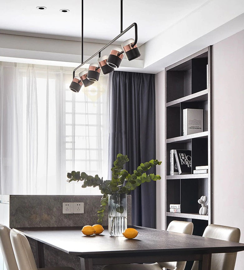 La Scène 3-head Nordic LED chandelier in white hanging above a kitchen island
