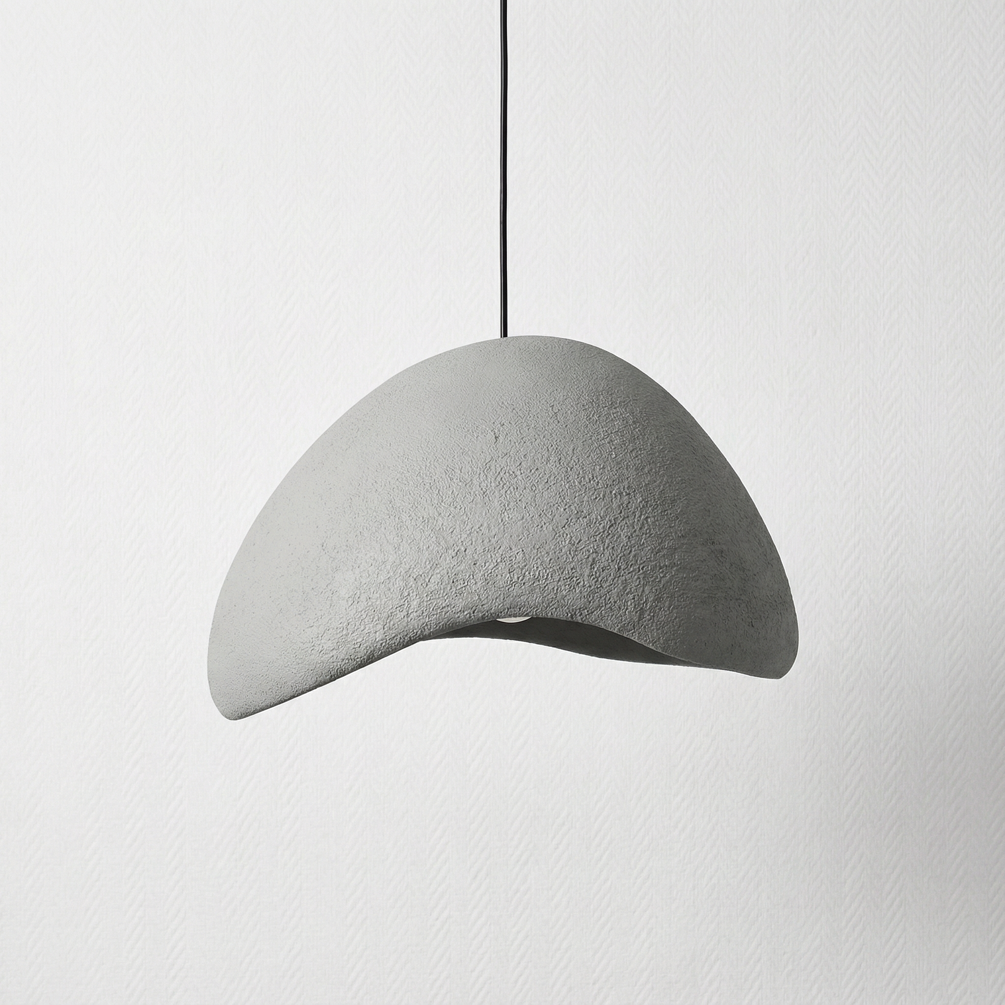 Stellan white stone-inspired minimalist pendant light in a Nordic bedroom