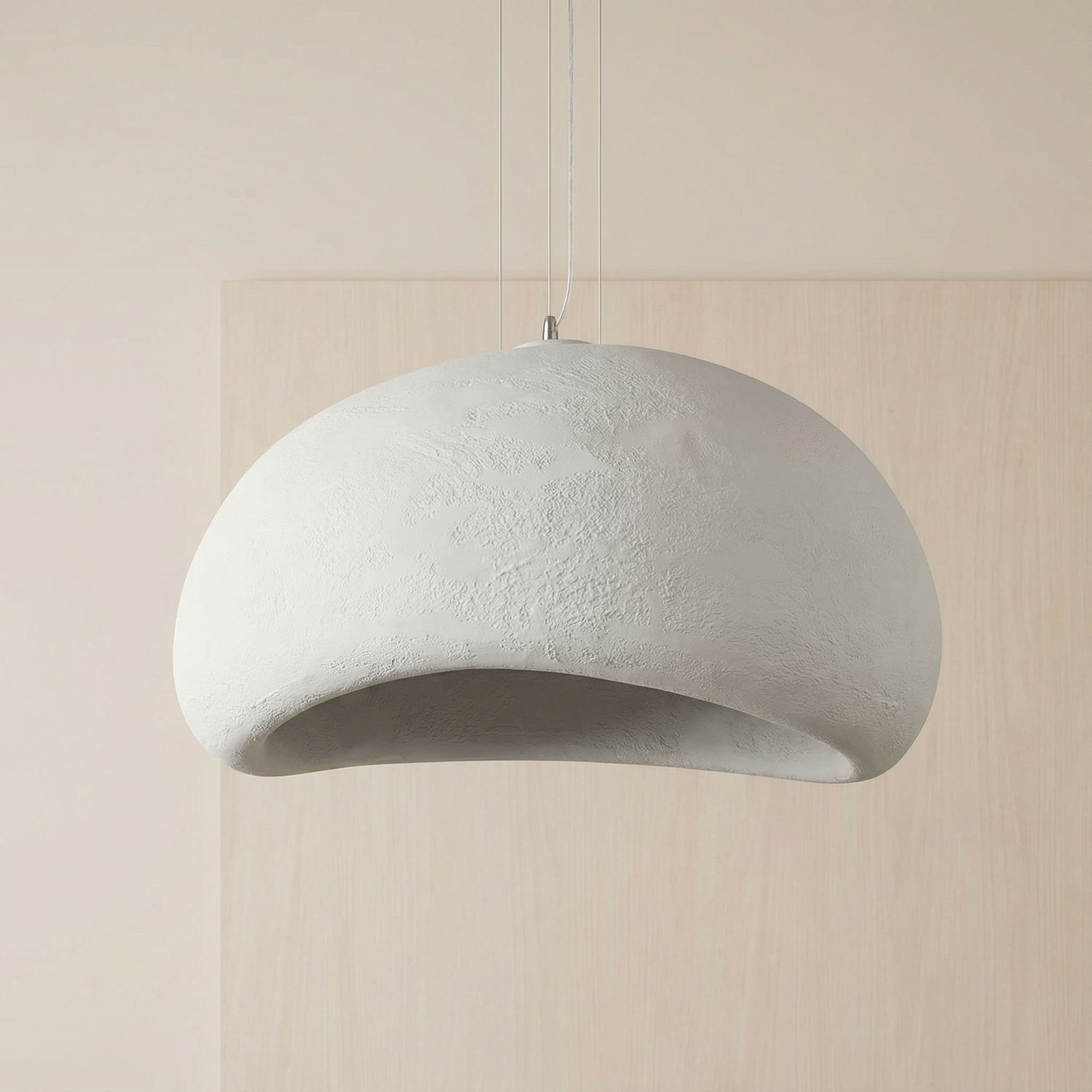 Stellan white stone-inspired minimalist pendant light in a Nordic bedroom