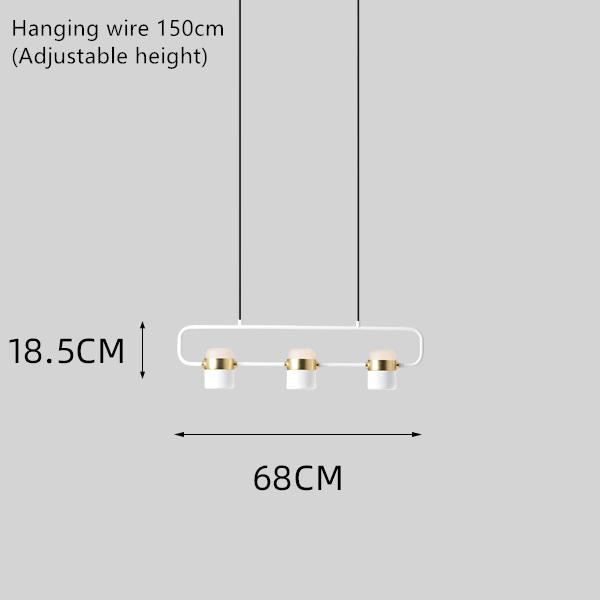 La Scène 3-head Nordic LED chandelier in white hanging above a kitchen island