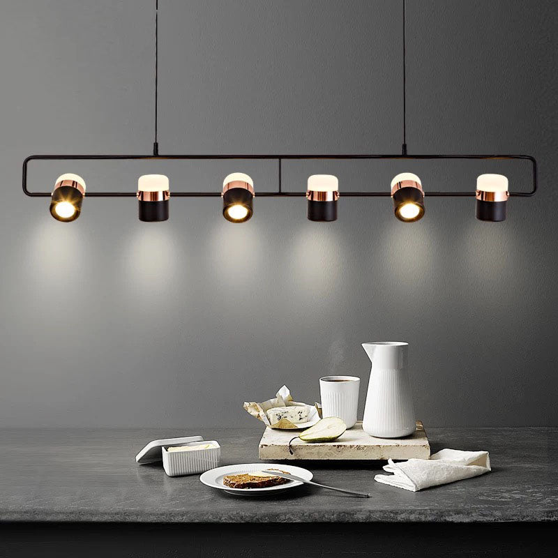 La Scène 3-head Nordic LED chandelier in white hanging above a kitchen island