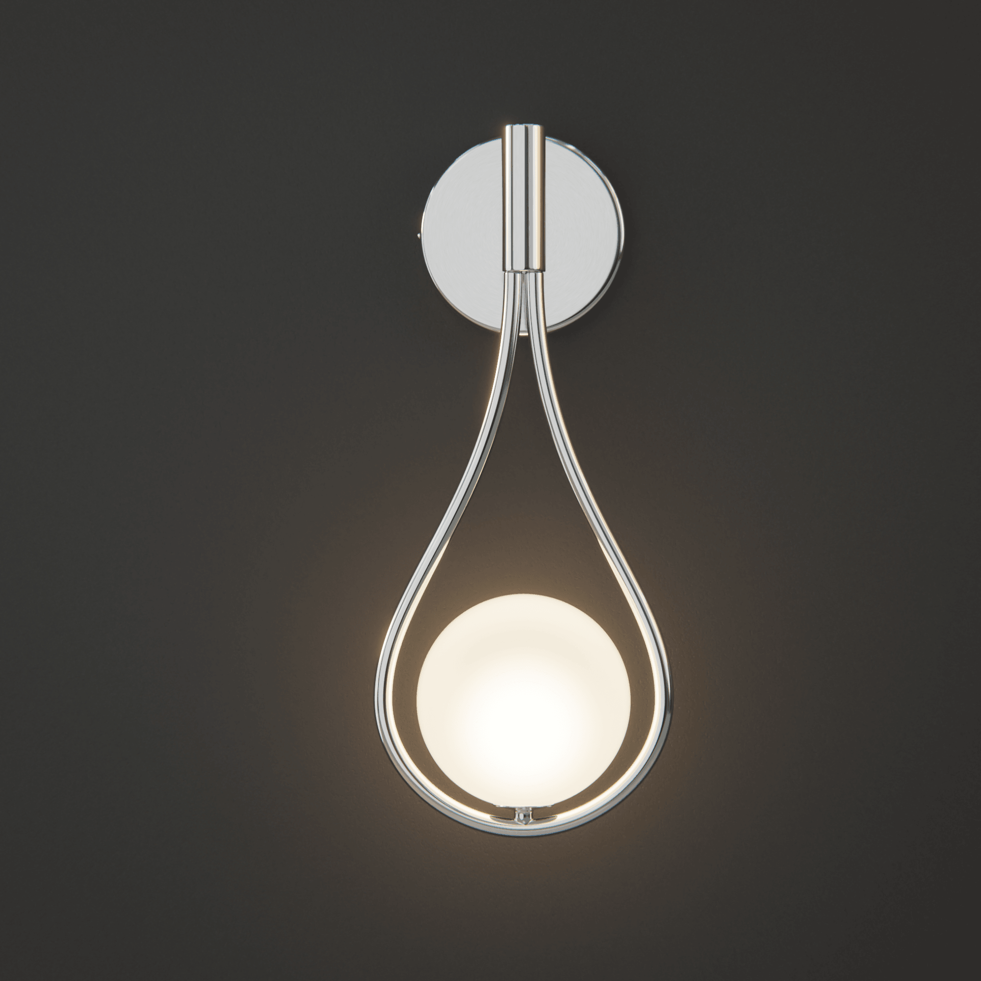 Livi II black Nordic wall sconce mounted on a dark papered wall in a hallway