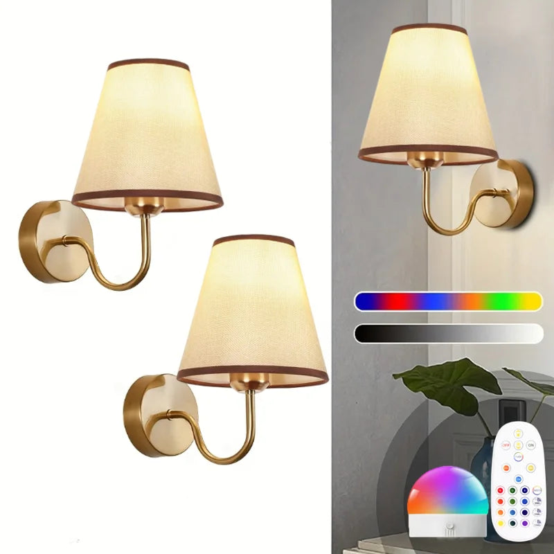 Lumino rechargeable fabric wall light in black mounted in a bedroom hallway