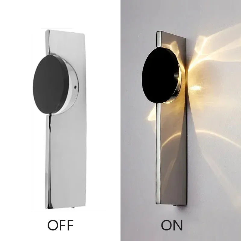 Moderna luz de parede led rotativa lâmpada de parede ondulada atmosfera de aço inoxidável arandelas de parede do quarto do hotel luzes cabeceira