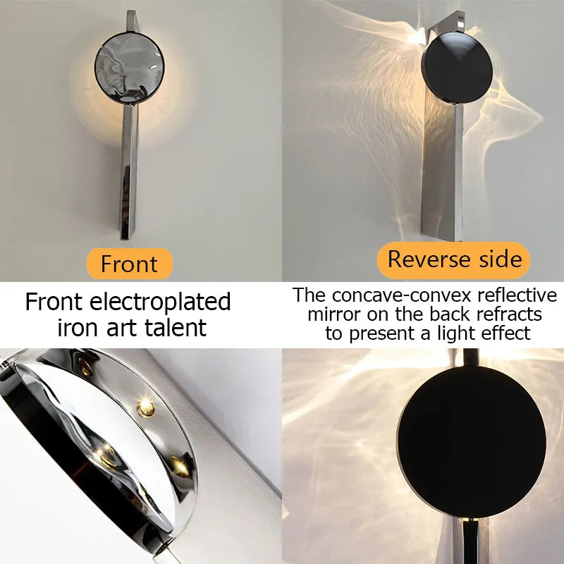 Moderna luz de parede led rotativa lâmpada de parede ondulada atmosfera de aço inoxidável arandelas de parede do quarto do hotel luzes cabeceira