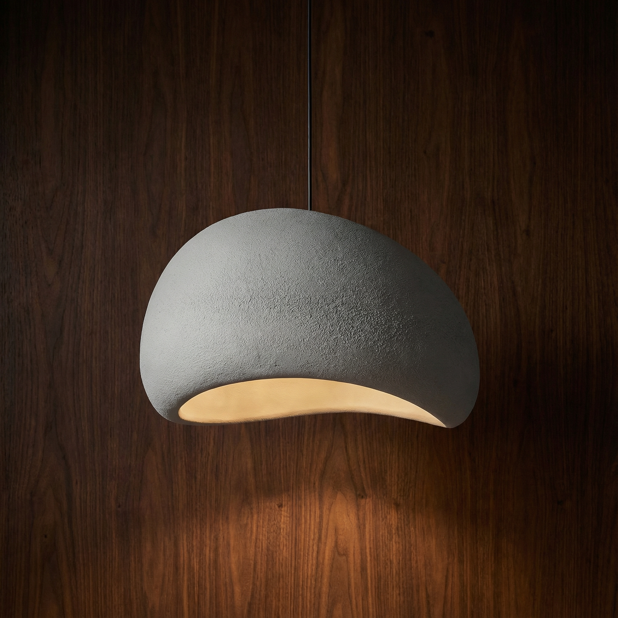 Stellan white stone-inspired minimalist pendant light in a Nordic bedroom
